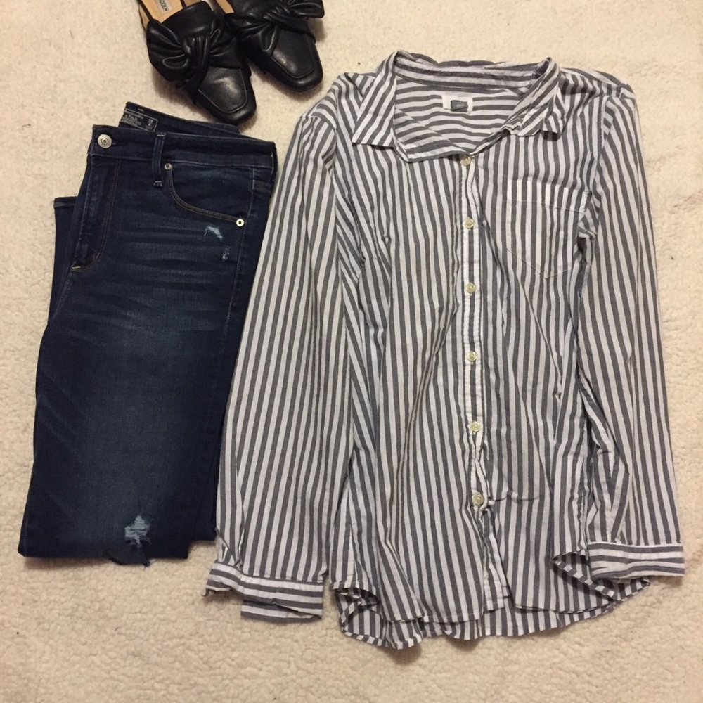 Grey & white button down